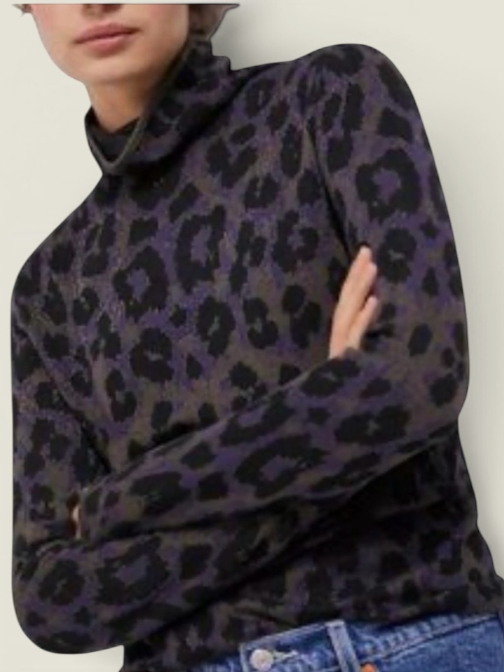 ANTHROPOLOGIE Leopard Cowl Neck Sweater Size Medium